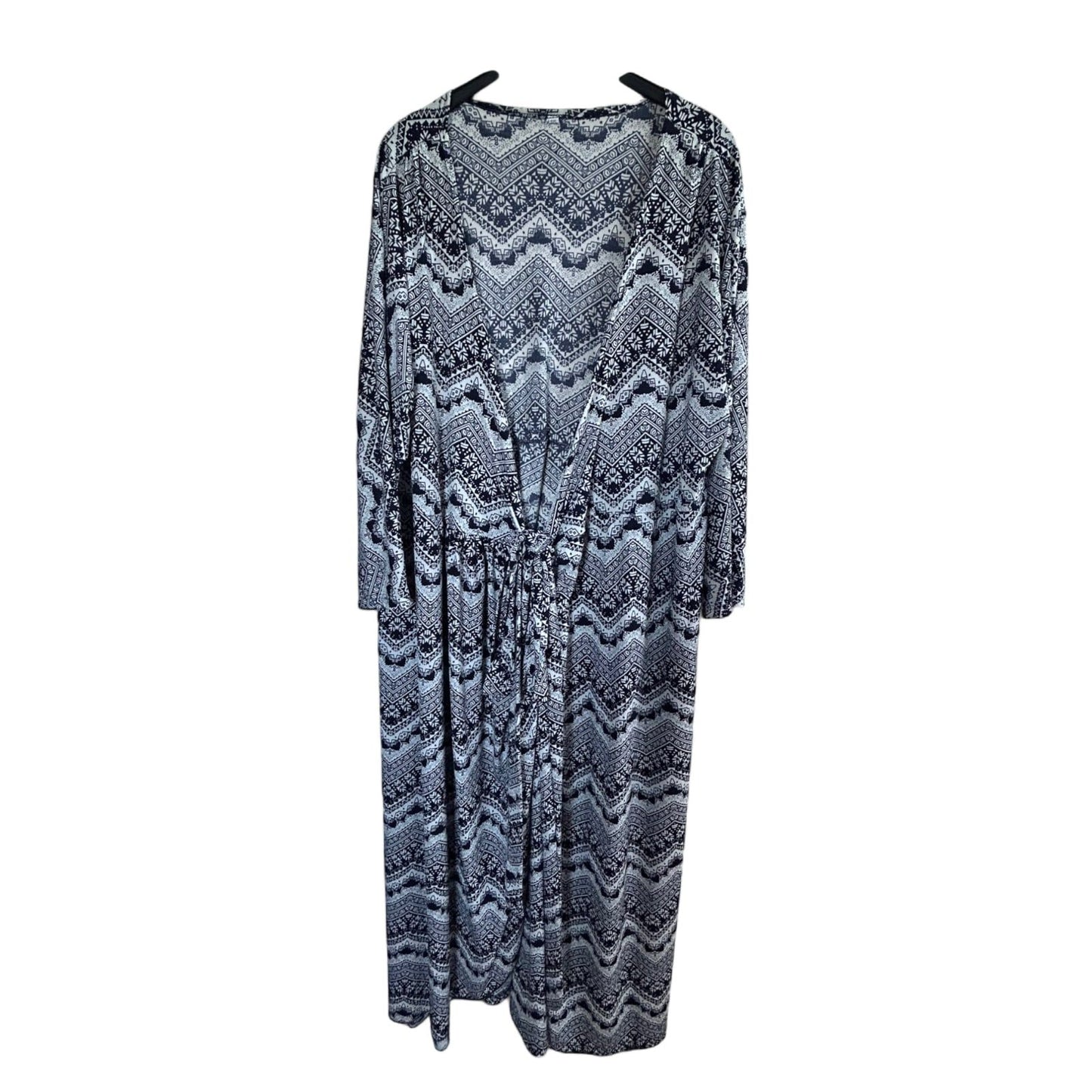 Kleid Damen Dress Maxikleid Gr. 6XL Schwarz Weiß Muster Sommer Look Boho Elegant