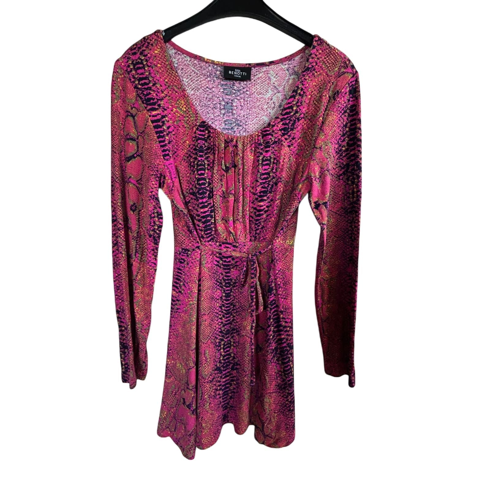 Gina Kleid Damen Dress Damenkleid Gr. S Pink Schlangenprint Stretch Modern Style