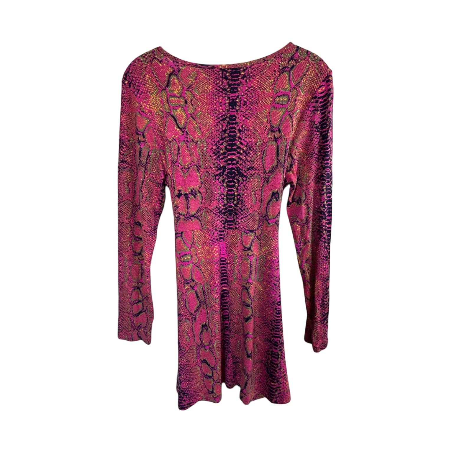 Gina Kleid Damen Dress Damenkleid Gr. S Pink Schlangenprint Stretch Modern Style
