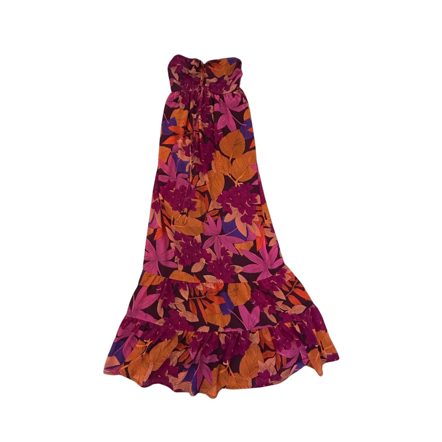 H&M Kleid Damen Dress Damenkleid Gr. 36 Orange Pink Blumen Sommer Maxikleid Look