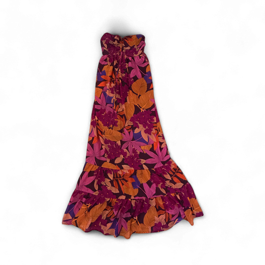 H&M Kleid Damen Dress Damenkleid Gr. 36 Orange Pink Blumen Sommer Maxikleid Look