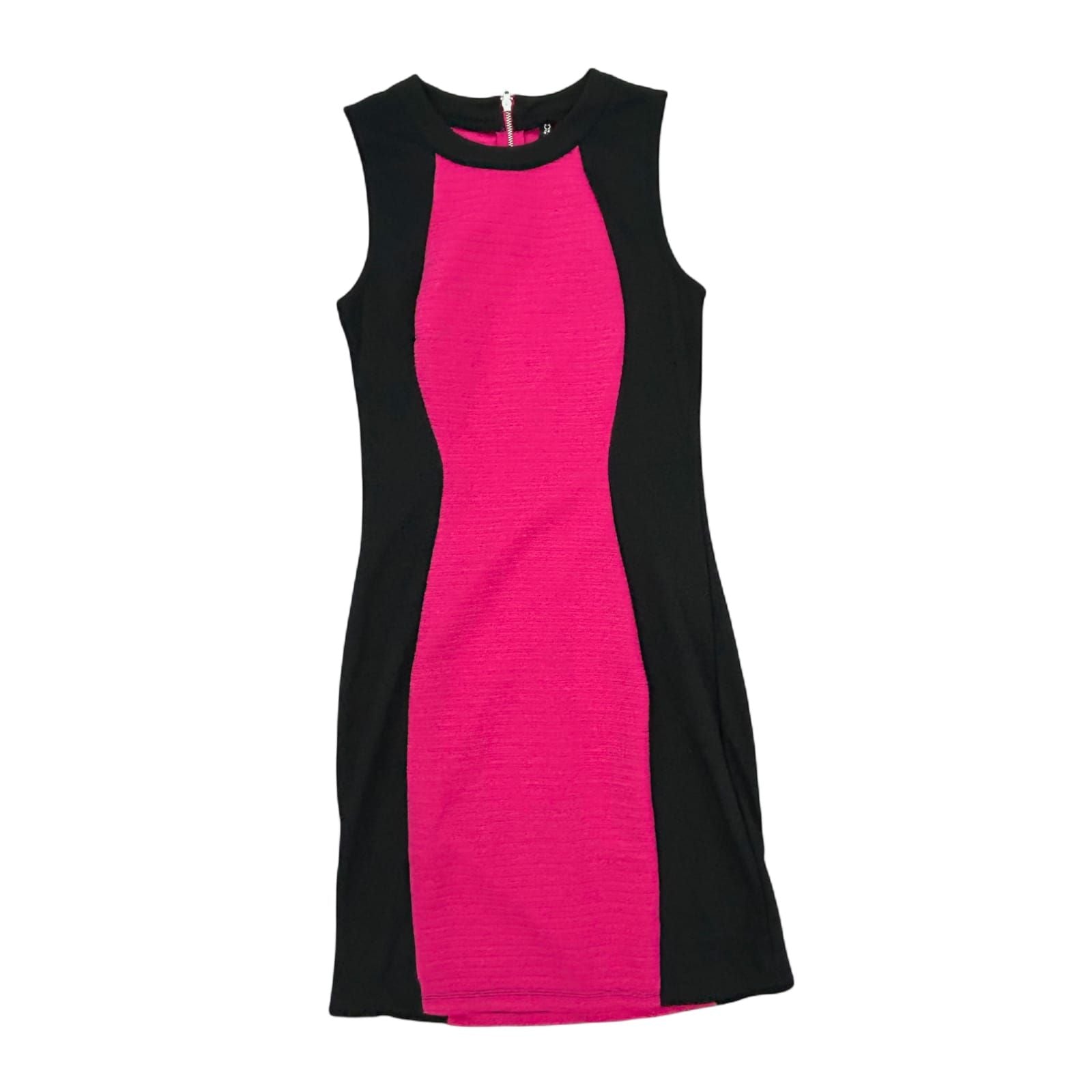 H&M Kleid Damen Dress Damenkleid Gr. 36 Pink Schwarz Figurbetont Stretch Modern