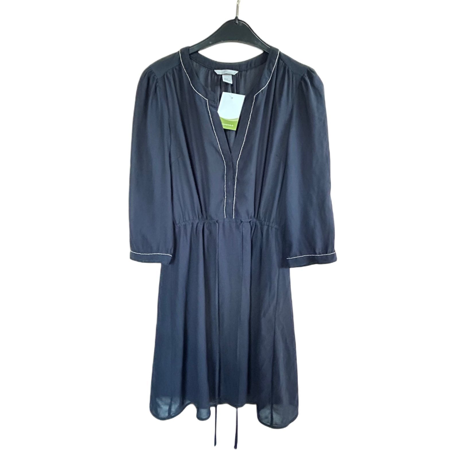 H&M Kleid Damen Dress Damenkleid Gr. 36 Dunkelblau Stretch Baumwolle Top Zustand