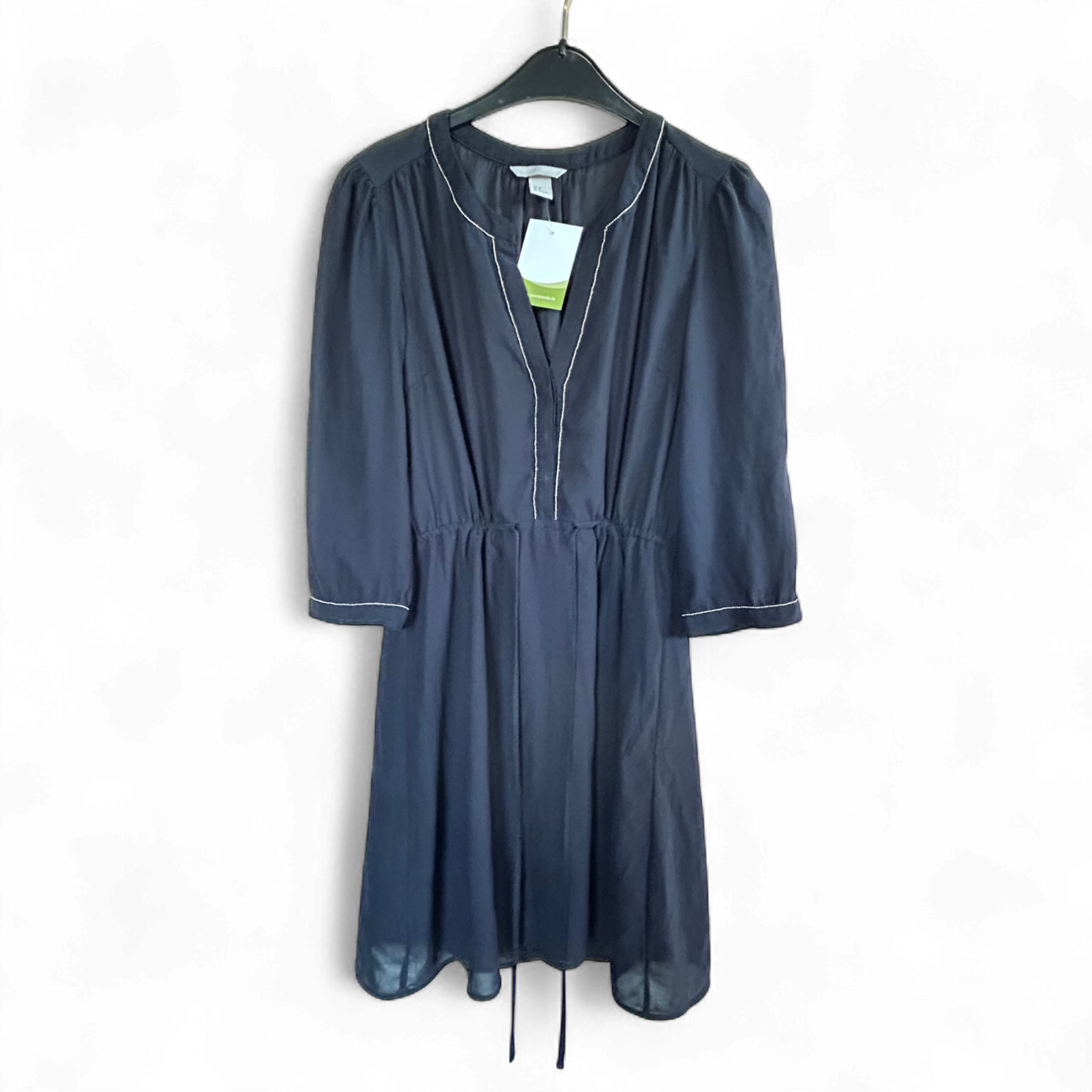 H&M Kleid Damen Dress Damenkleid Gr. 36 Dunkelblau Stretch Baumwolle Top Zustand