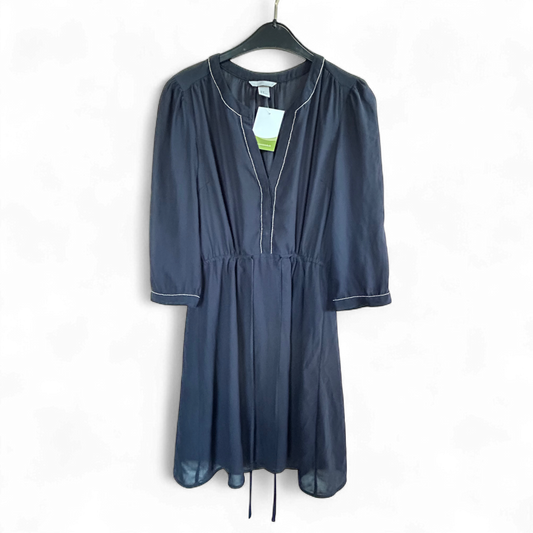 H&M Kleid Damen Dress Damenkleid Gr. 36 Dunkelblau Stretch Baumwolle Top Zustand