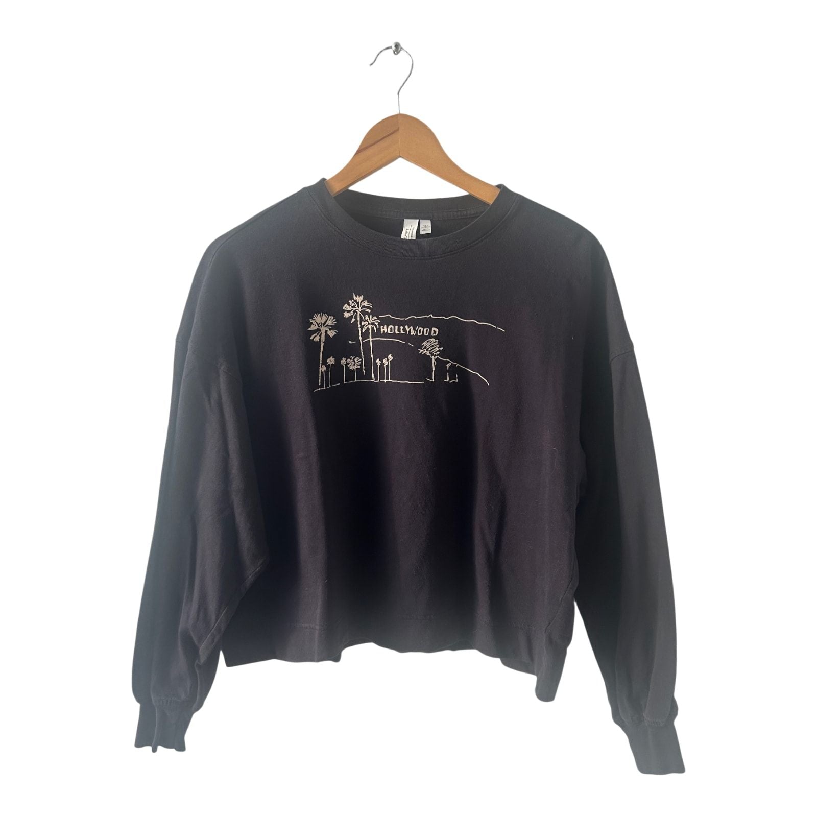 Other Stories Sweatshirt Damen Hollywood Print Schwarz Gr 36 Crop Style Baumwolle