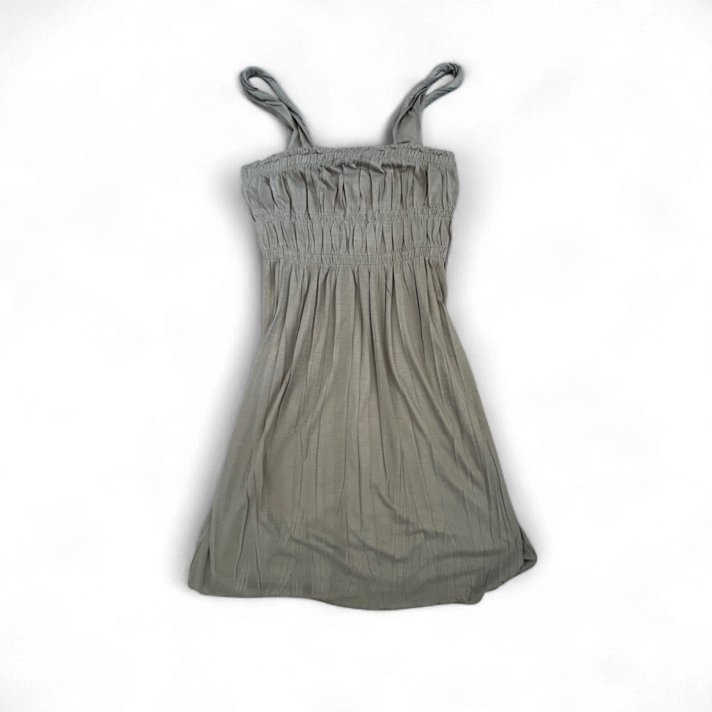 Benetton Kleid Damen Dress Damenkleid Gr. S Khaki Luftig Baumwolle Sommerkleid