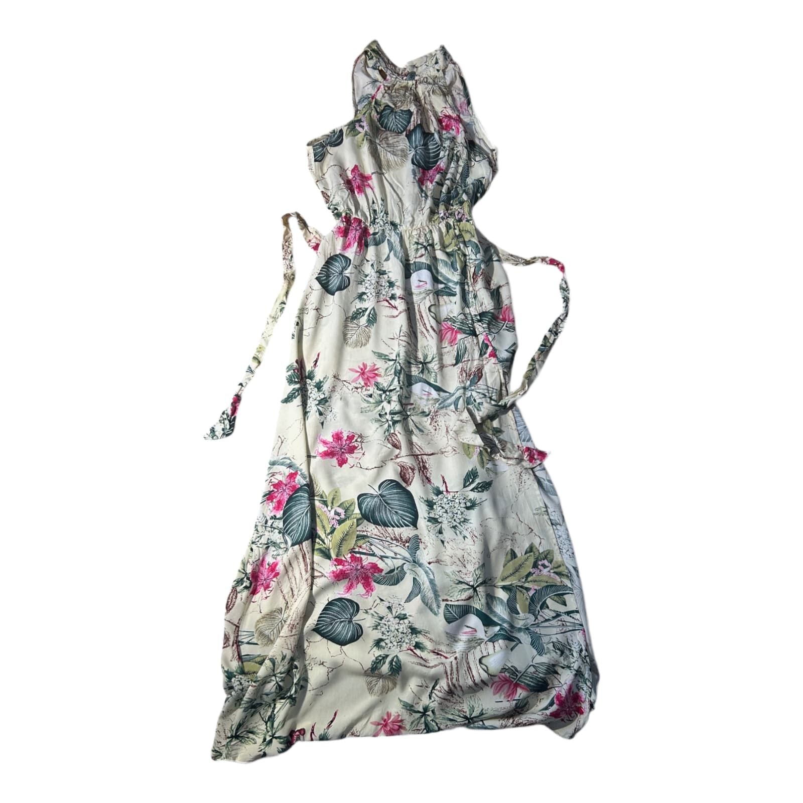 SHEIN Kleid Damen Dress Damenkleid Gr. 36 Blumenprint Maxikleid Bindehals Sommer