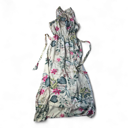 SHEIN Kleid Damen Dress Damenkleid Gr. 36 Blumenprint Maxikleid Bindehals Sommer