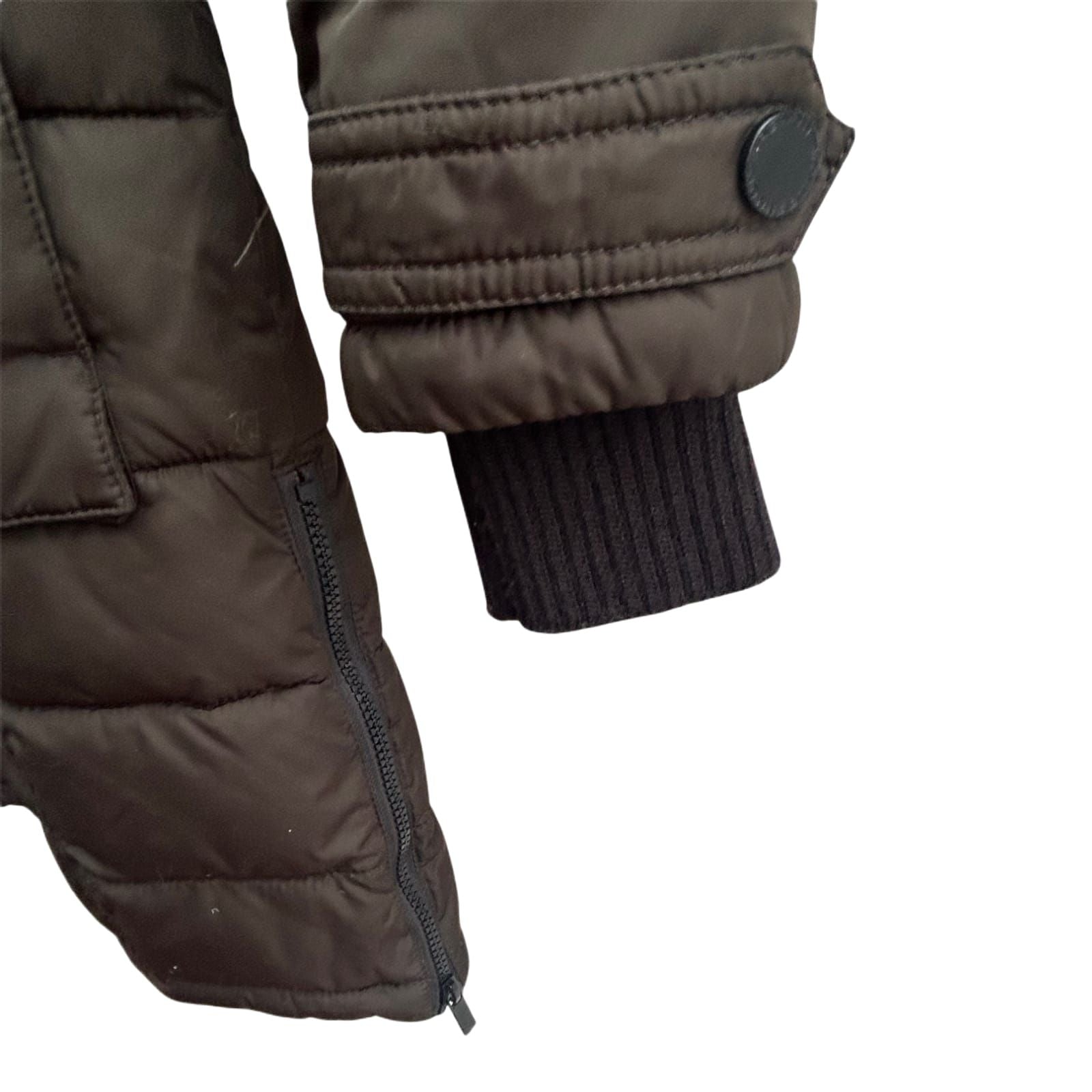 French Connection Damen Daunenmantel XS Khaki Wintermantel Fellkapuze Warm Elegant