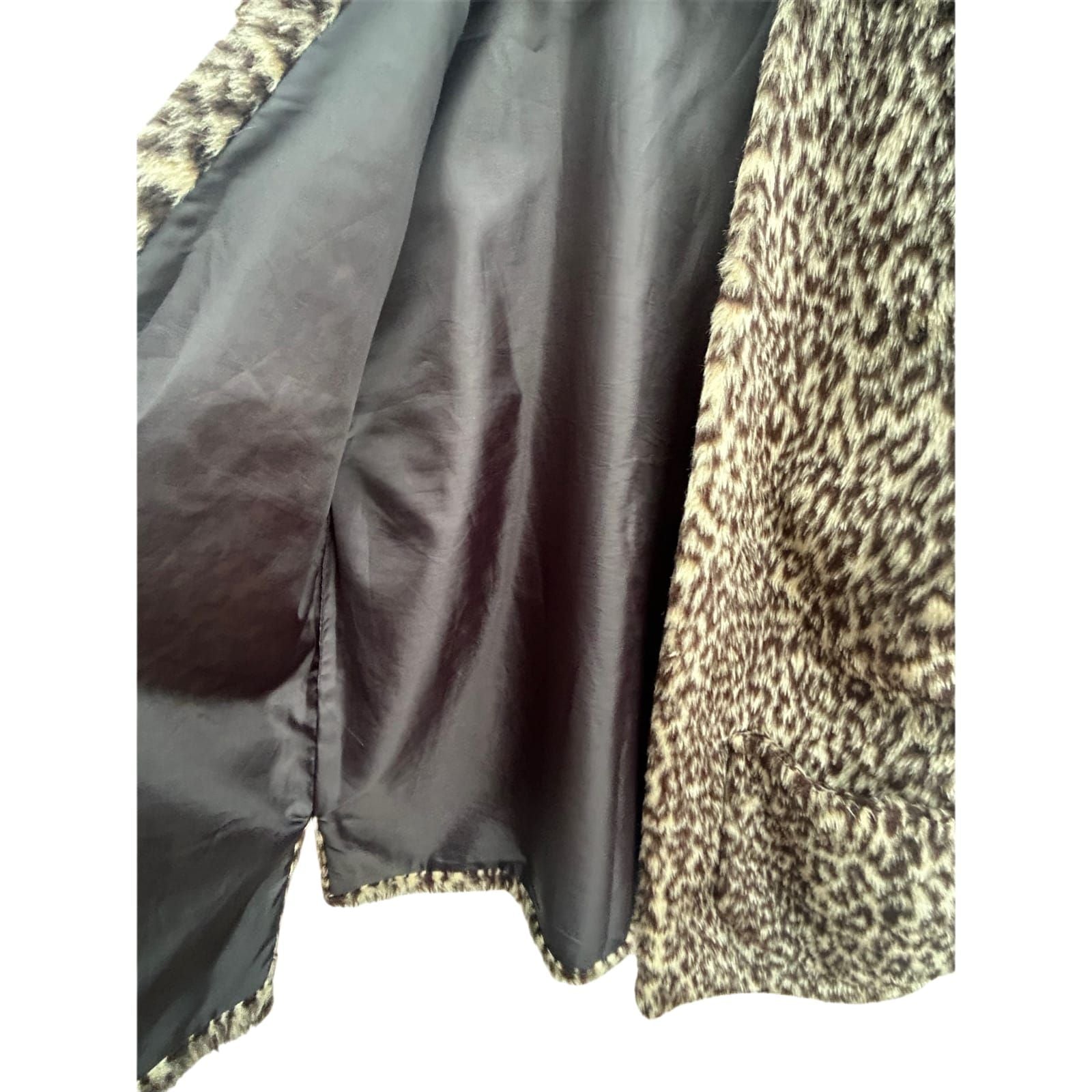 Bridge Damen Weste Kunstfell Gr L Leopardmuster Vintage Lang Elegant Warm Braun