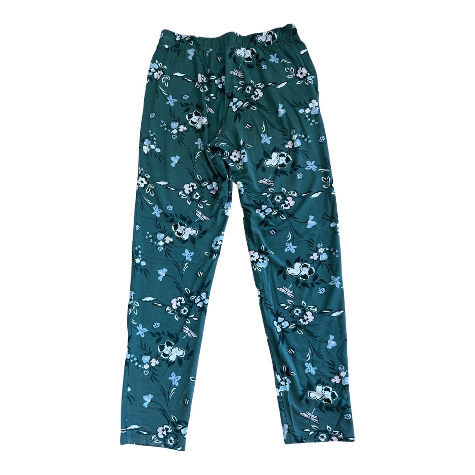 Schiesser Damenhose floral Gr. 36 S Modal Stretch grün geblümt bequem Freizeit