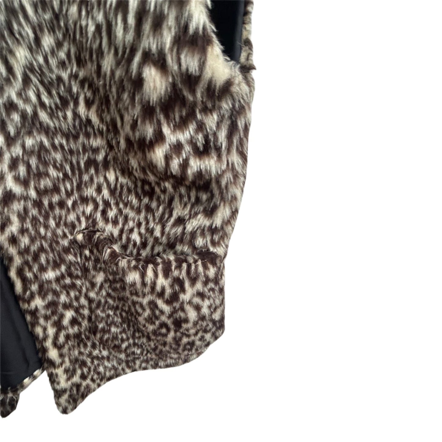 Bridge Damen Weste Kunstfell Gr L Leopardmuster Vintage Lang Elegant Warm Braun