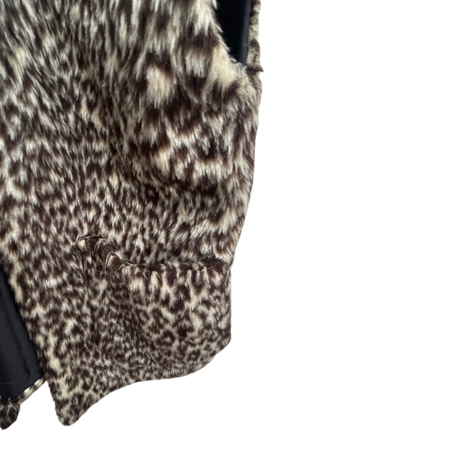 Bridge Damen Weste Kunstfell Gr L Leopardmuster Vintage Lang Elegant Warm Braun