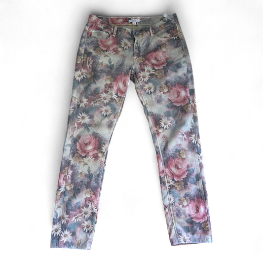 She Damenhose 3/4 floral Gr. 36 Sommerhose Stretch bunt Blumen Romantik Top