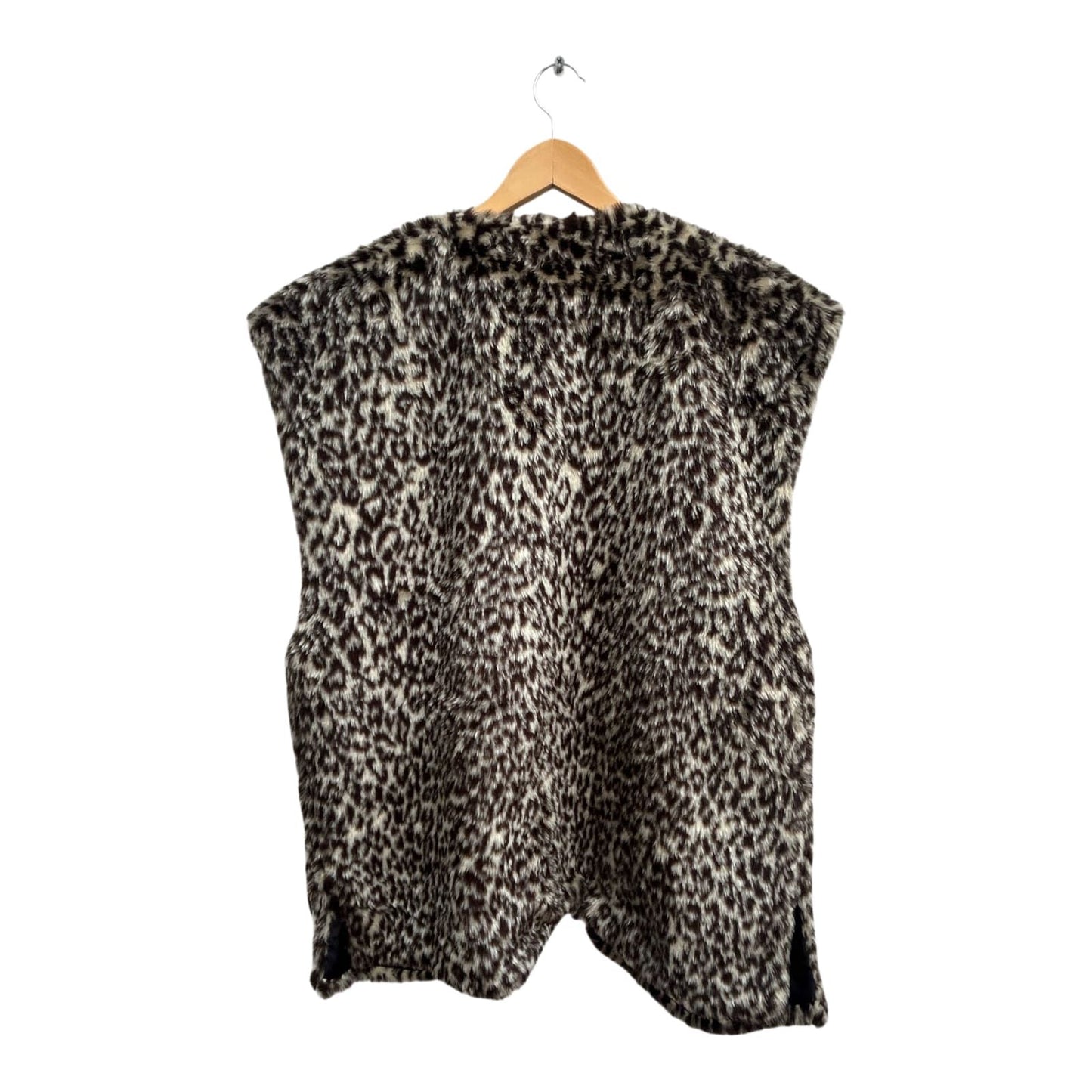 Bridge Damen Weste Kunstfell Gr L Leopardmuster Vintage Lang Elegant Warm Braun