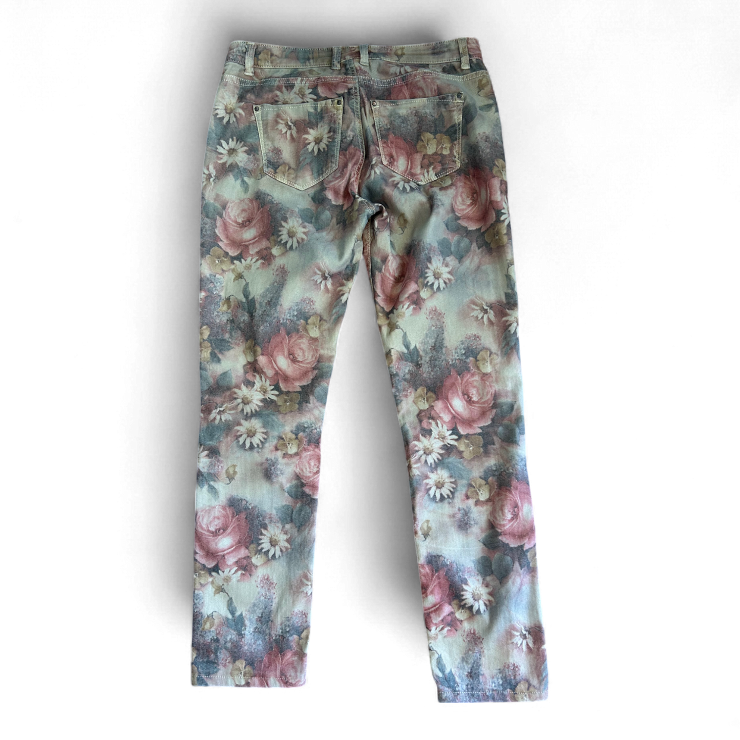 She Damenhose 3/4 floral Gr. 36 Sommerhose Stretch bunt Blumen Romantik Top