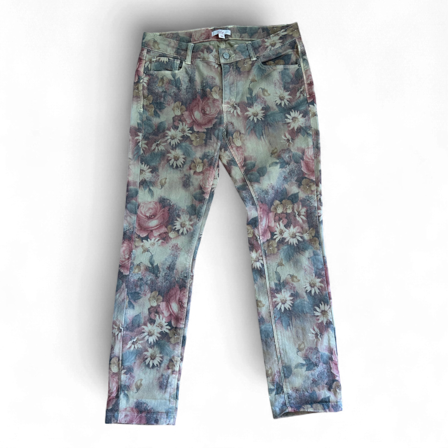 She Damenhose 3/4 floral Gr. 36 Sommerhose Stretch bunt Blumen Romantik Top