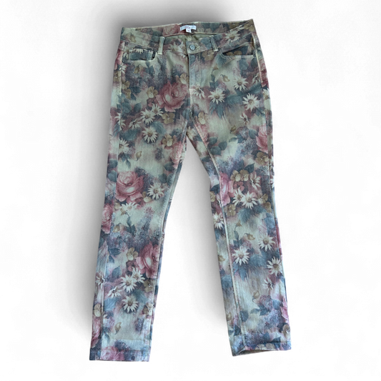 She Damenhose 3/4 floral Gr. 36 Sommerhose Stretch bunt Blumen Romantik Top