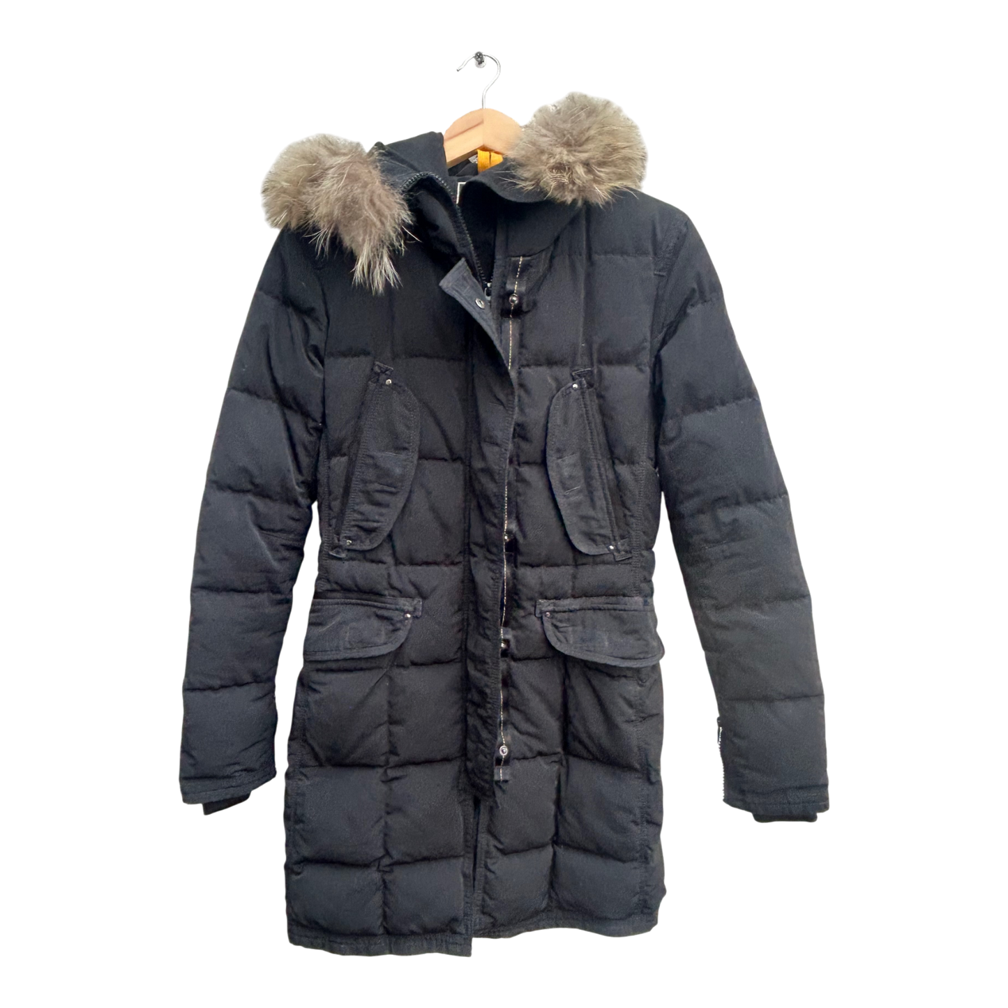 Blonde No 8 Stockholm Daunenmantel Damen Gr 34 Schwarz Fell Wintermantel Warm