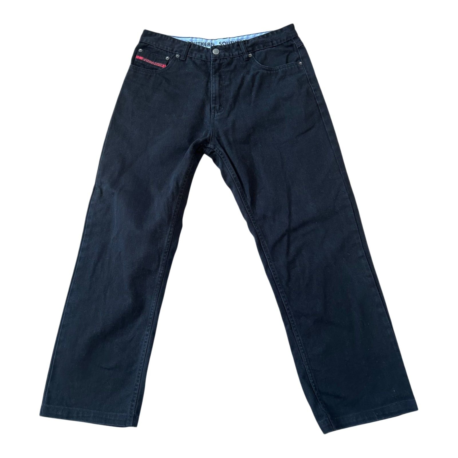 Southern Jeans Herren W34 L32 Schwarz Straight Denim Klassisch Freizeit