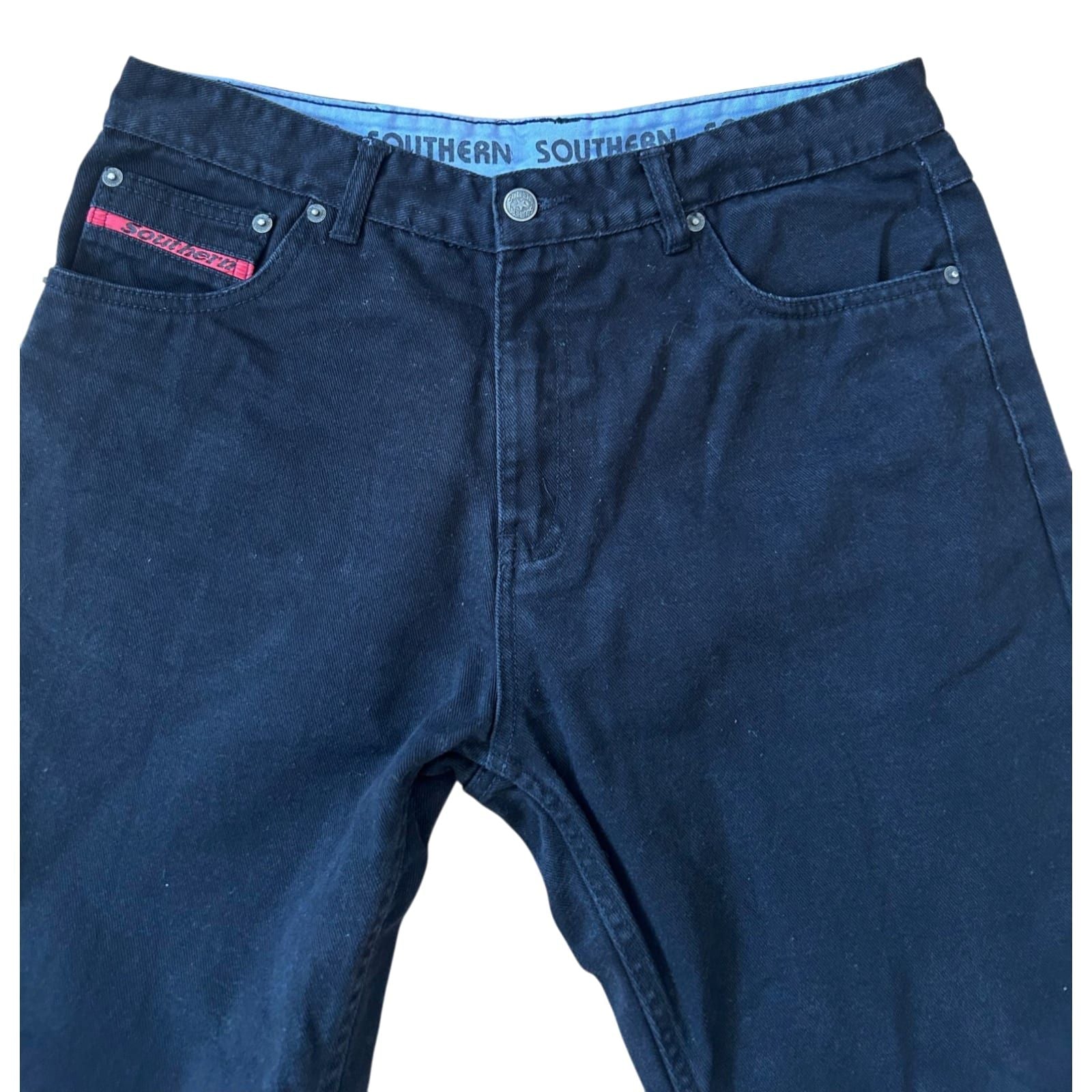 Southern Jeans Herren W34 L32 Schwarz Straight Denim Klassisch Freizeit