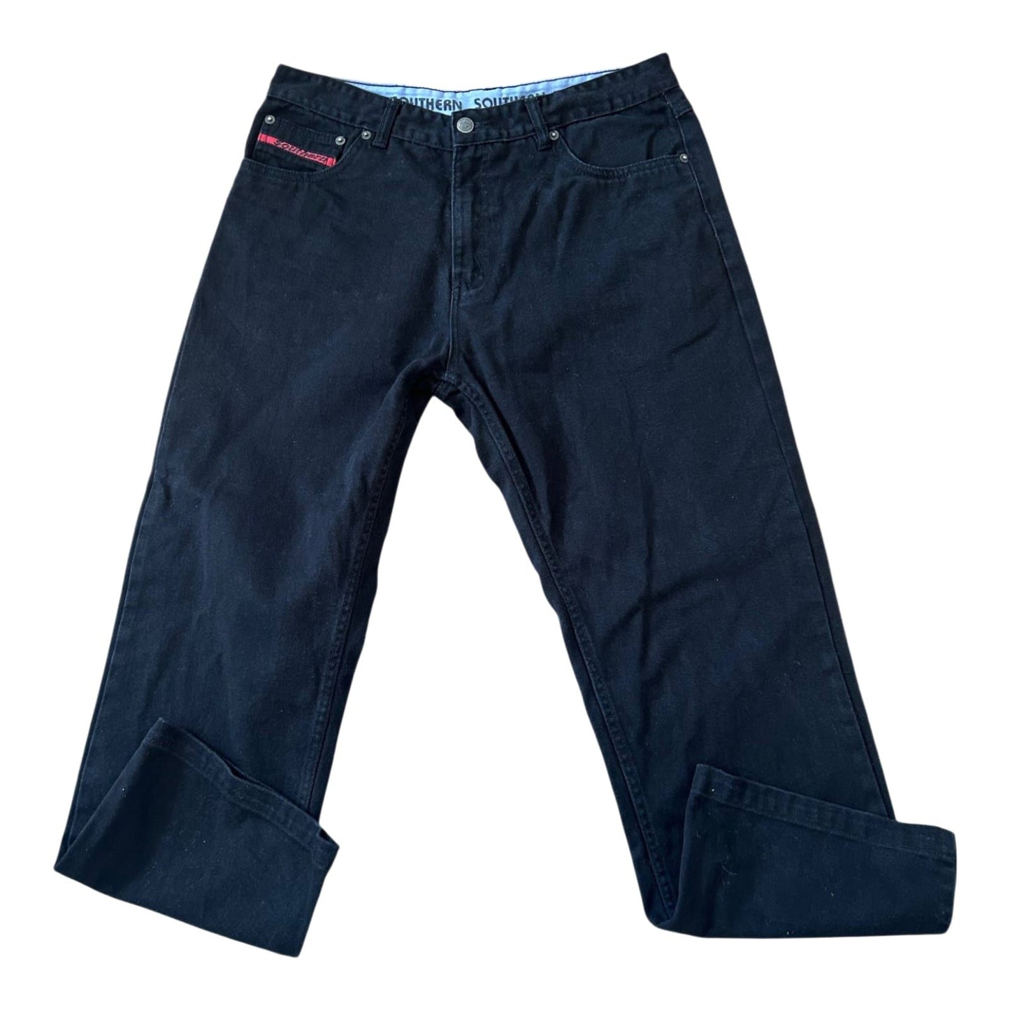 Southern Jeans Herren W34 L32 Schwarz Straight Denim Klassisch Freizeit