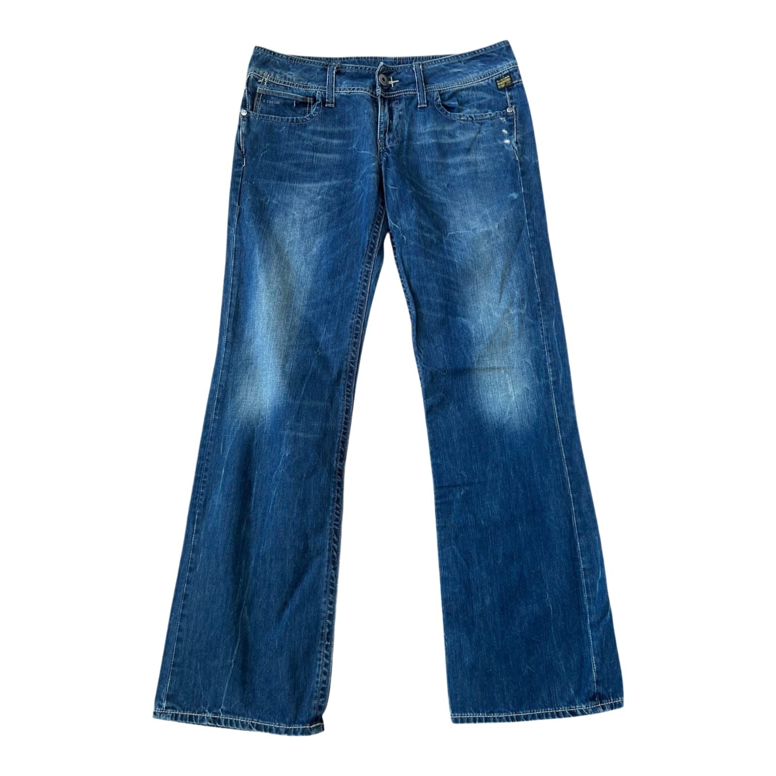 G Star Jeans Herren W31 L34 Blau Denim Used Look Gerade Baumwolle Klassisch