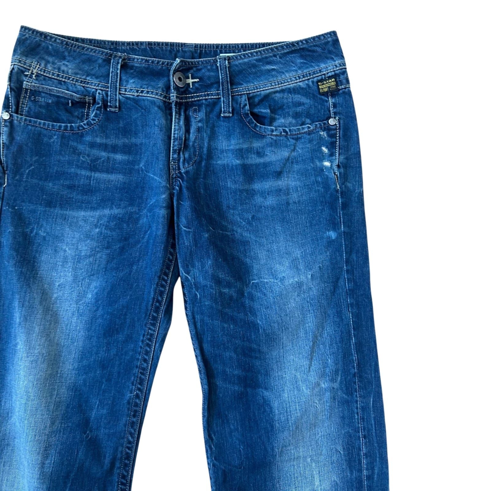 G Star Jeans Herren W31 L34 Blau Denim Used Look Gerade Baumwolle Klassisch