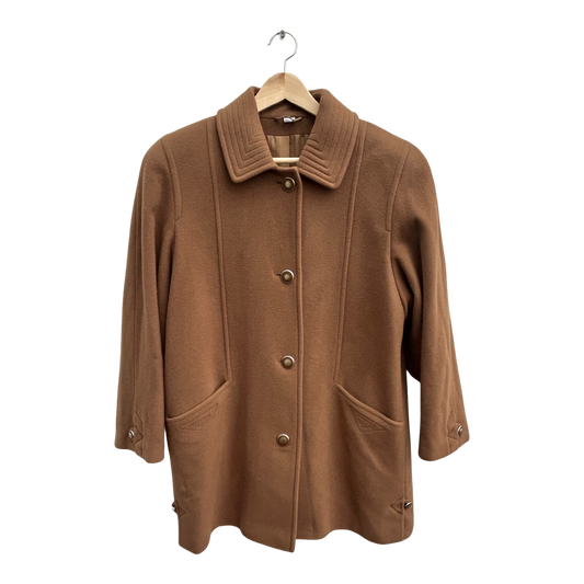Damen Wollmantel Braun Gr 38 Schurwolle Kaschmir Vintage Wintermantel Elegant