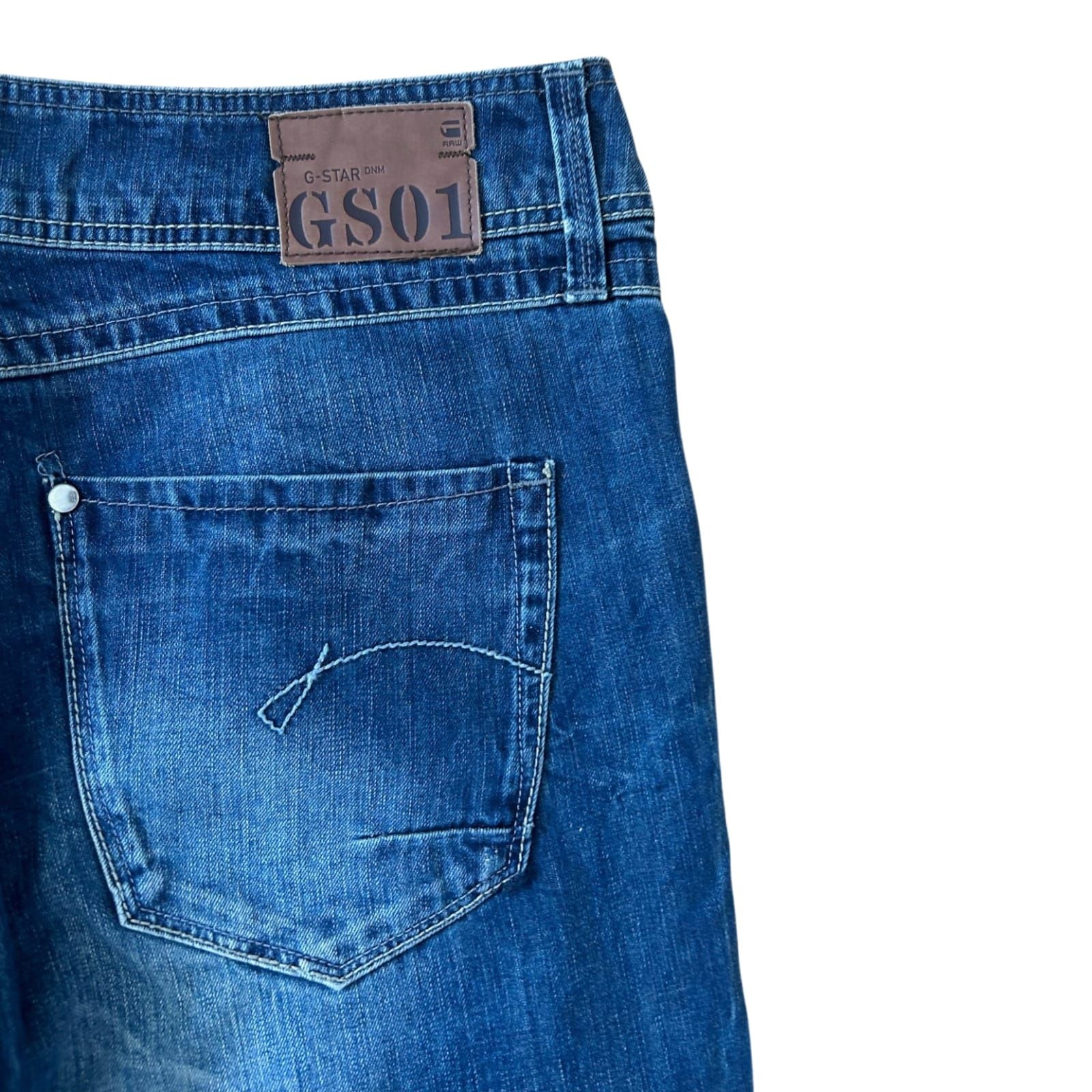 G Star Jeans Herren W31 L34 Blau Denim Used Look Gerade Baumwolle Klassisch