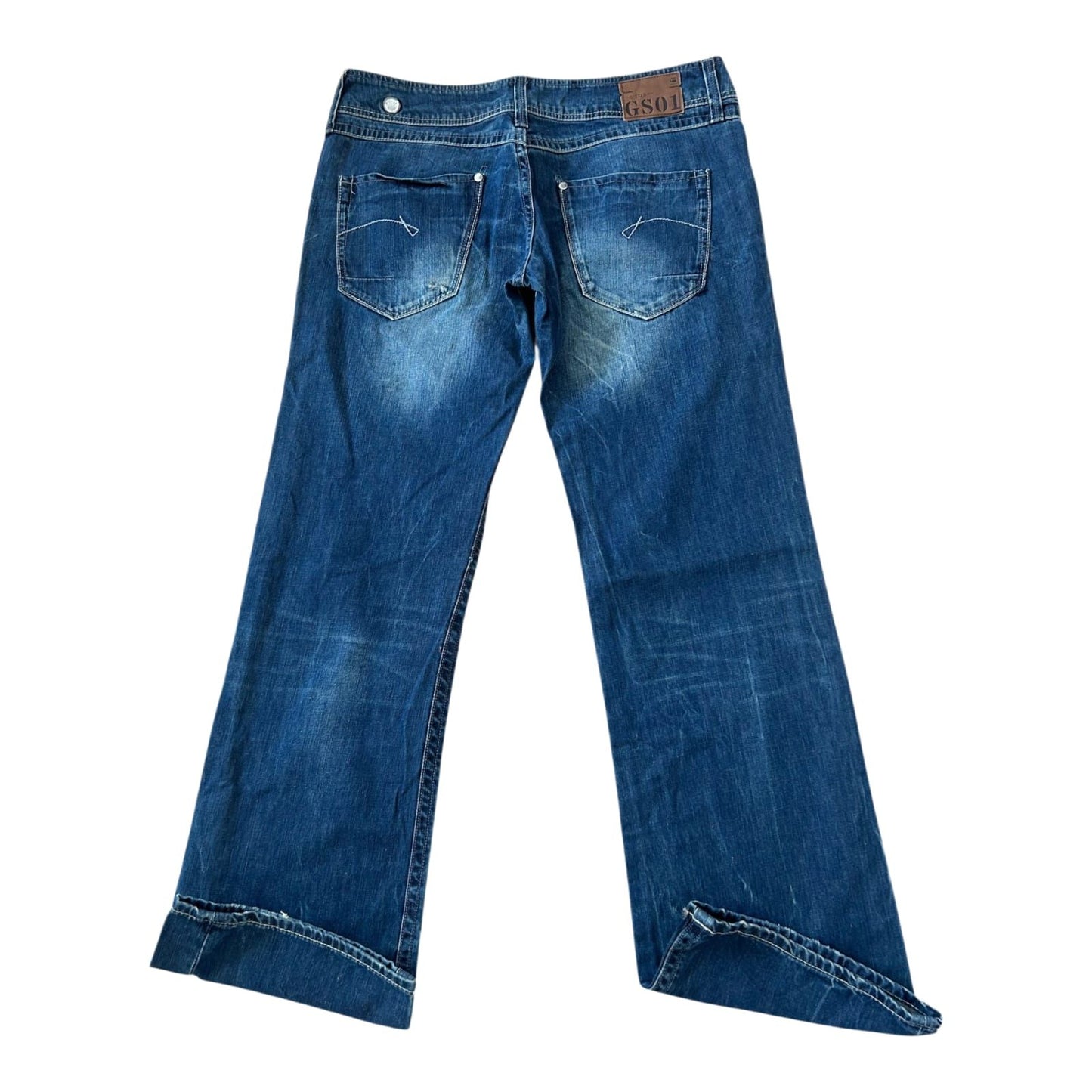 G Star Jeans Herren W31 L34 Blau Denim Used Look Gerade Baumwolle Klassisch