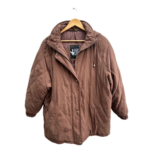 Canda Daunenjacke Damen Gr 42 Braun Warm Vintage Kapuze Winter Mantel Steppjacke