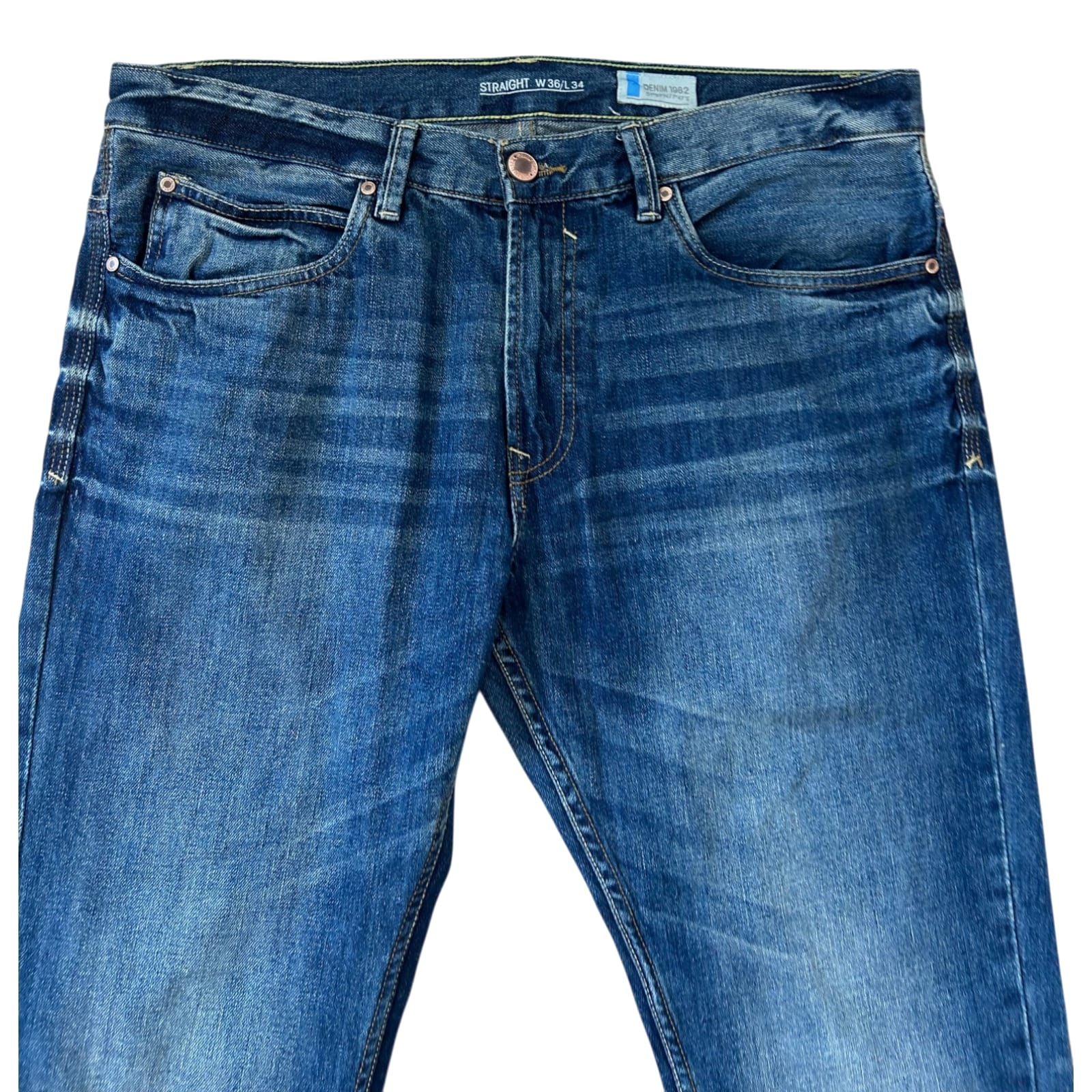 Denim 1982 Jeans Herren W36 L34 Blau Straight Baumwolle Klassisch Zeitlos