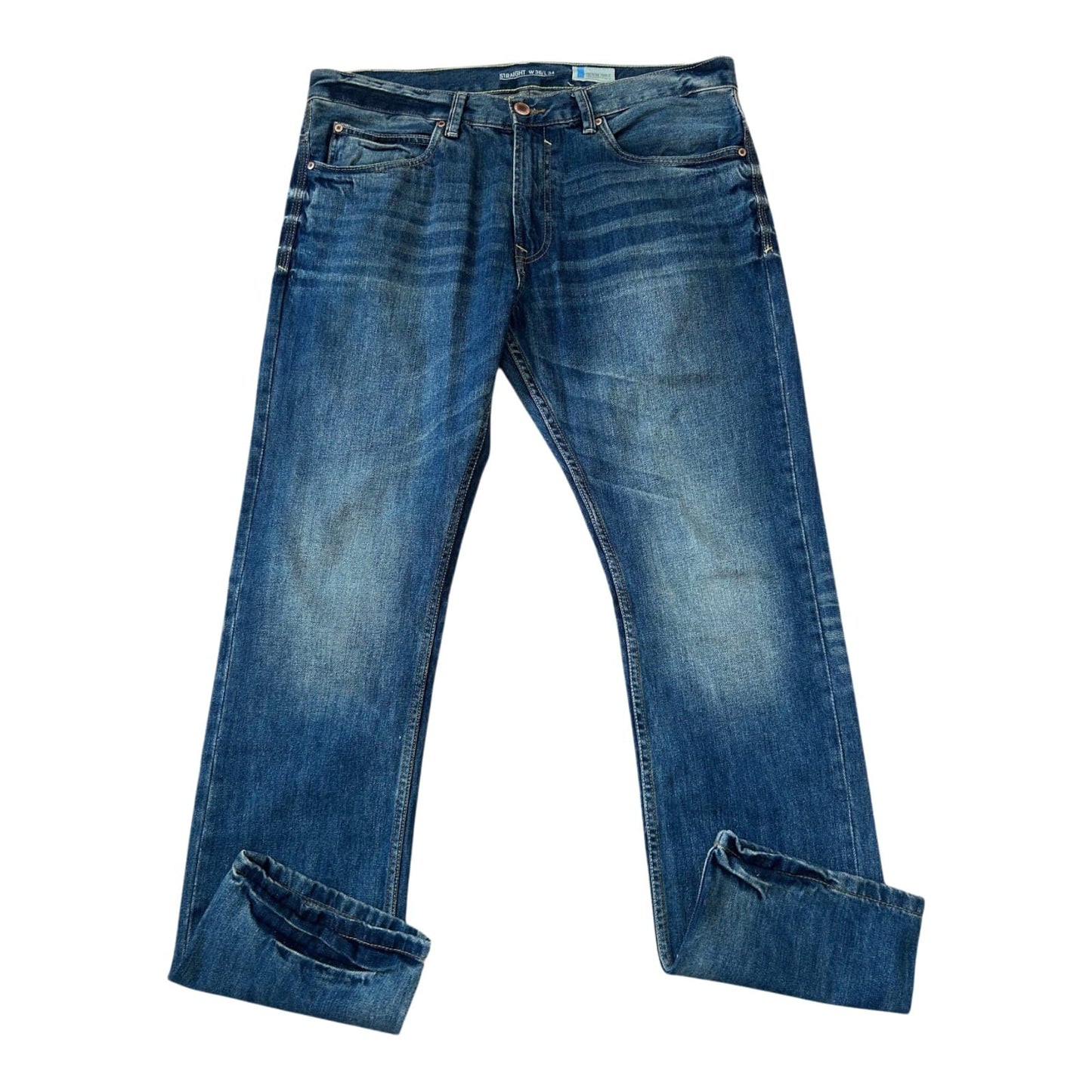 Denim 1982 Jeans Herren W36 L34 Blau Straight Baumwolle Klassisch Zeitlos