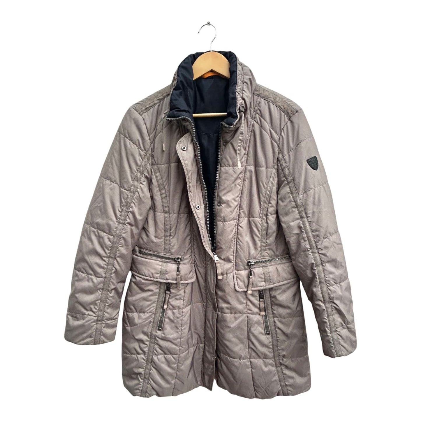 Gerry Weber Damen Steppjacke Gr L Beige Winterjacke Warm Elegant Zwei Wege Reißer