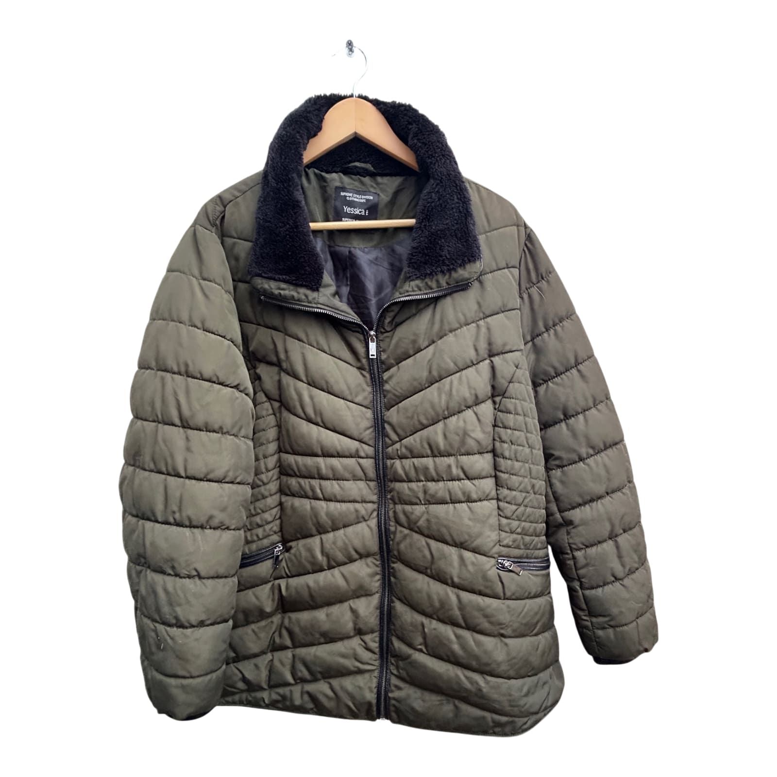 Yessica Jacke Damen Gr 52 Khaki Warm Steppjacke Winter Übergangsjacke Reißverschluss