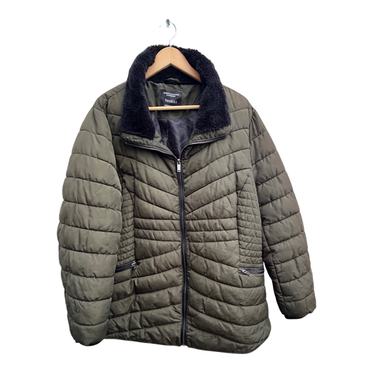 Yessica Jacke Damen Gr 52 Khaki Warm Steppjacke Winter Übergangsjacke Reißverschluss
