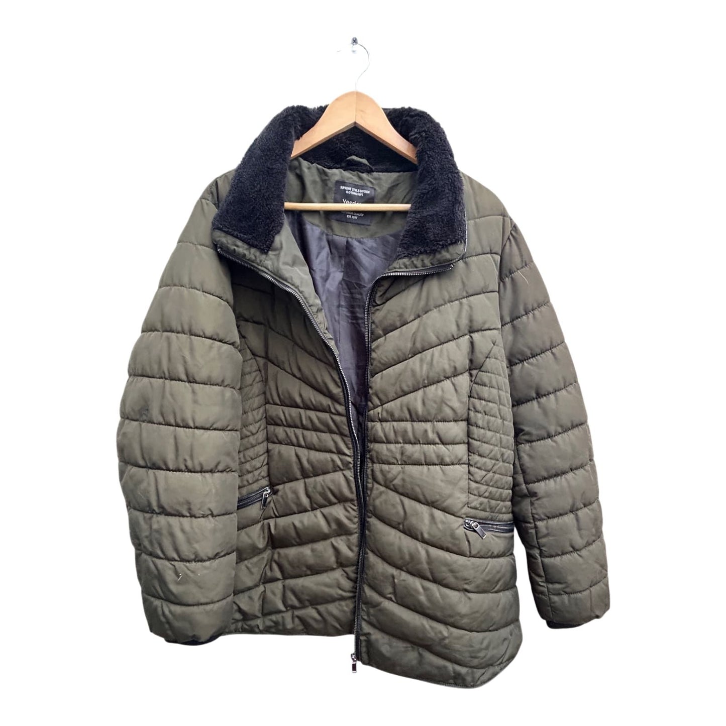 Yessica Jacke Damen Gr 52 Khaki Warm Steppjacke Winter Übergangsjacke Reißverschluss