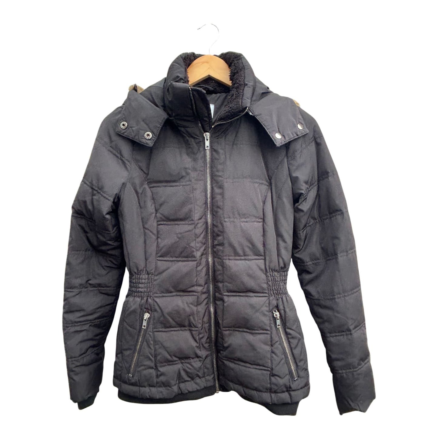 Vera Moda Jacke Damen XS Schwarz Warm Kapuze Fellrand Winter Übergangsjacke
