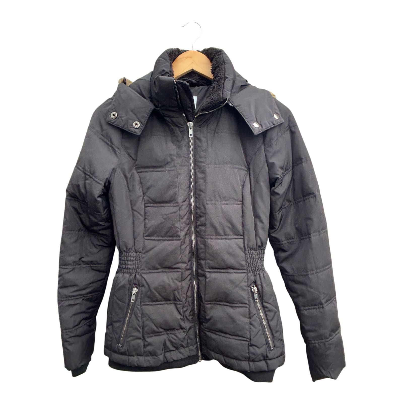 Vera Moda Jacke Damen XS Schwarz Warm Kapuze Fellrand Winter Übergangsjacke