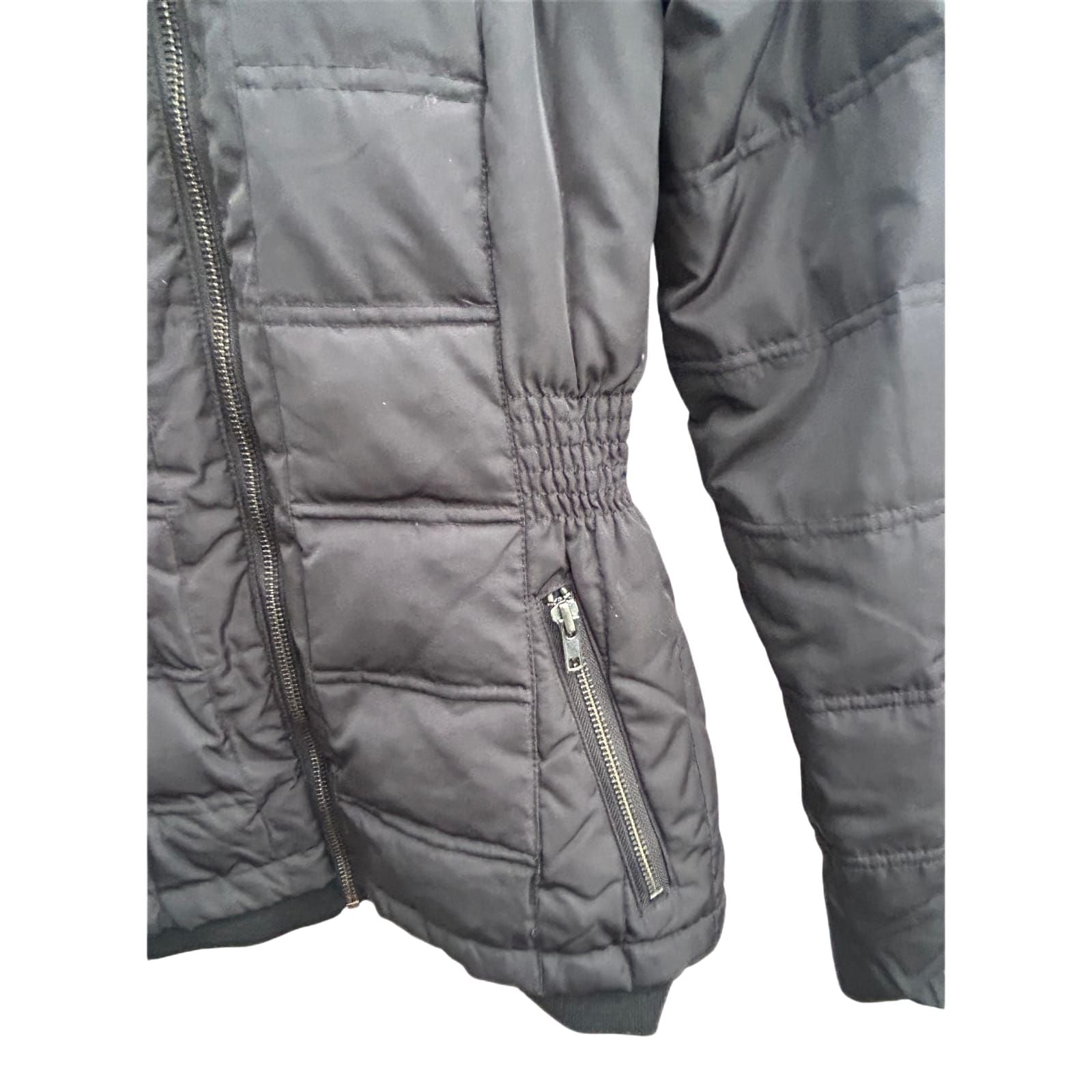 Vera Moda Jacke Damen XS Schwarz Warm Kapuze Fellrand Winter Übergangsjacke