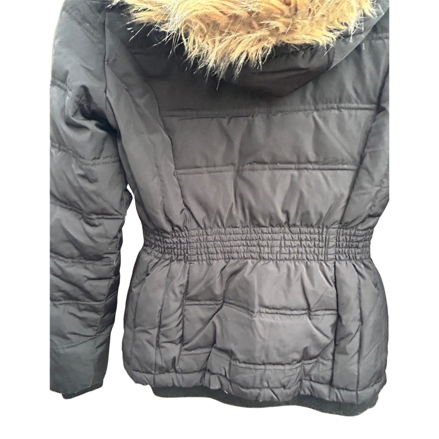 Vera Moda Jacke Damen XS Schwarz Warm Kapuze Fellrand Winter Übergangsjacke
