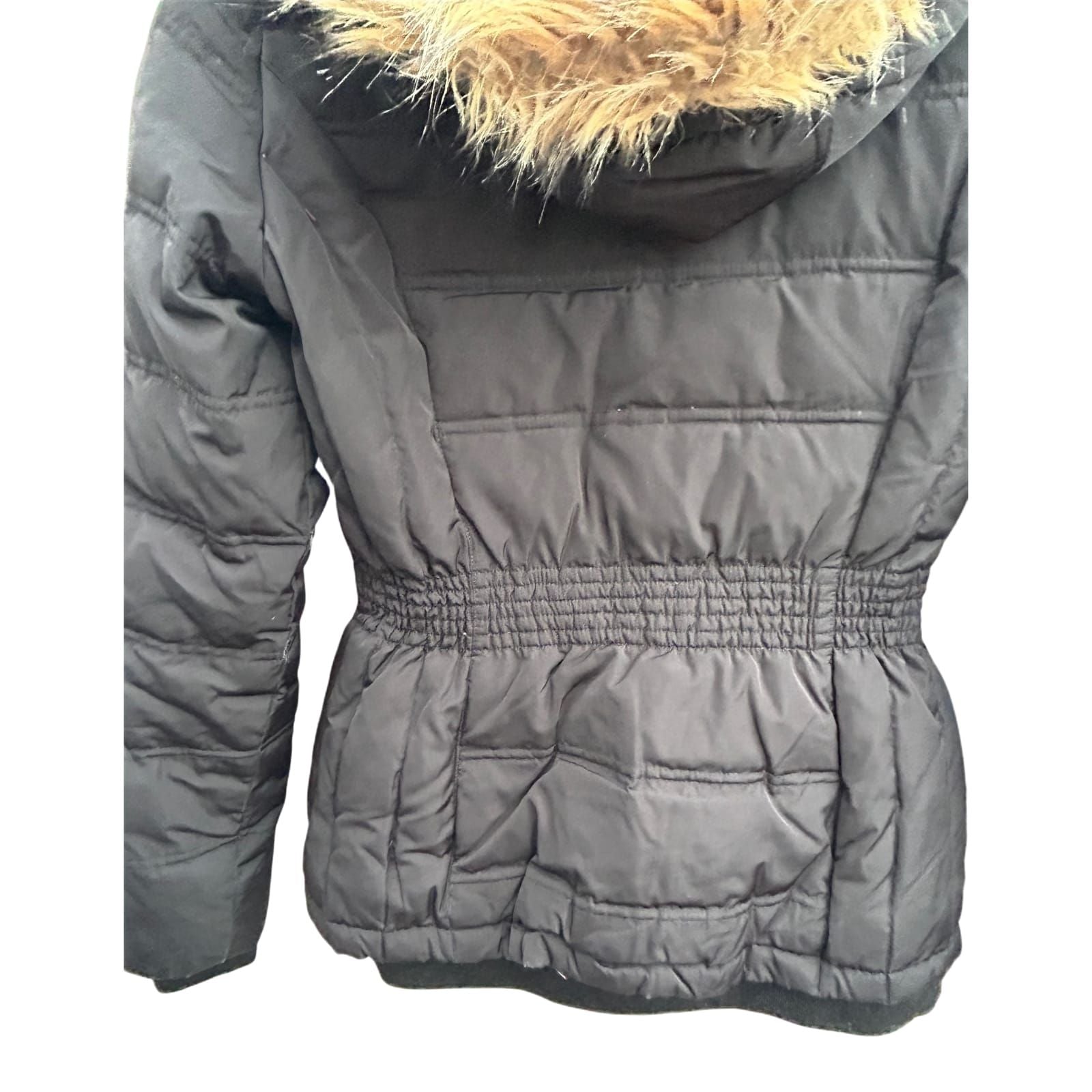 Vera Moda Jacke Damen XS Schwarz Warm Kapuze Fellrand Winter Übergangsjacke