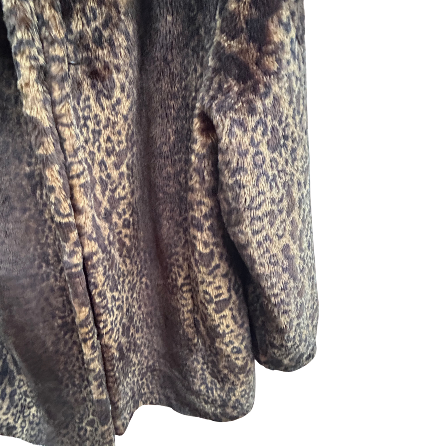 Webpelzmantel Damen Gr 44 Leomuster Warm Kunstfell Braun Elegant Herbst Winter