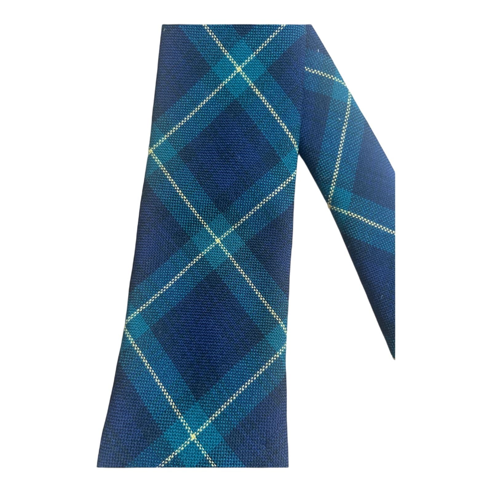 LanaLux Wollkrawatte Argyle Blau Grün 100 Prozent Wolle Stil - Business Outfits
