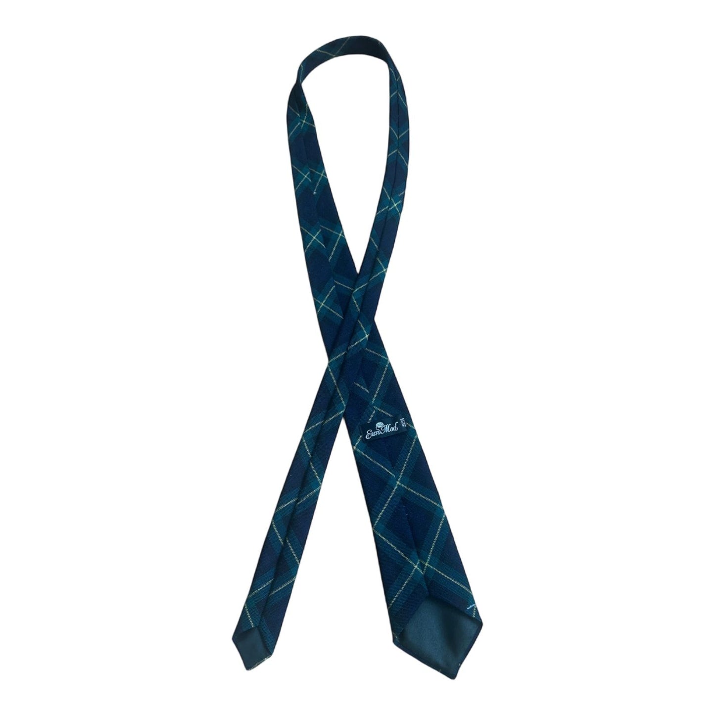 LanaLux Wollkrawatte Argyle Blau Grün 100 Prozent Wolle Stil - Business Outfits