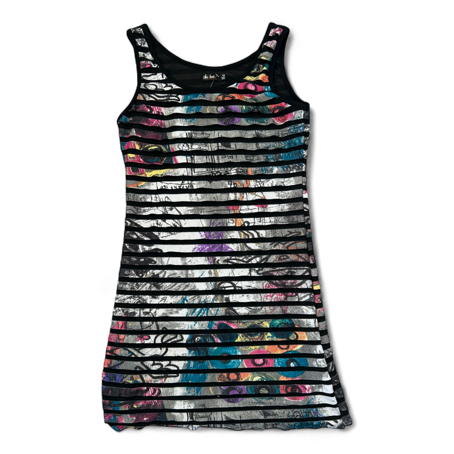 Chick Booti Kleid Damen Dress Damenkleid Gr. 36 Print Cut Out Stretch Sommerkleid