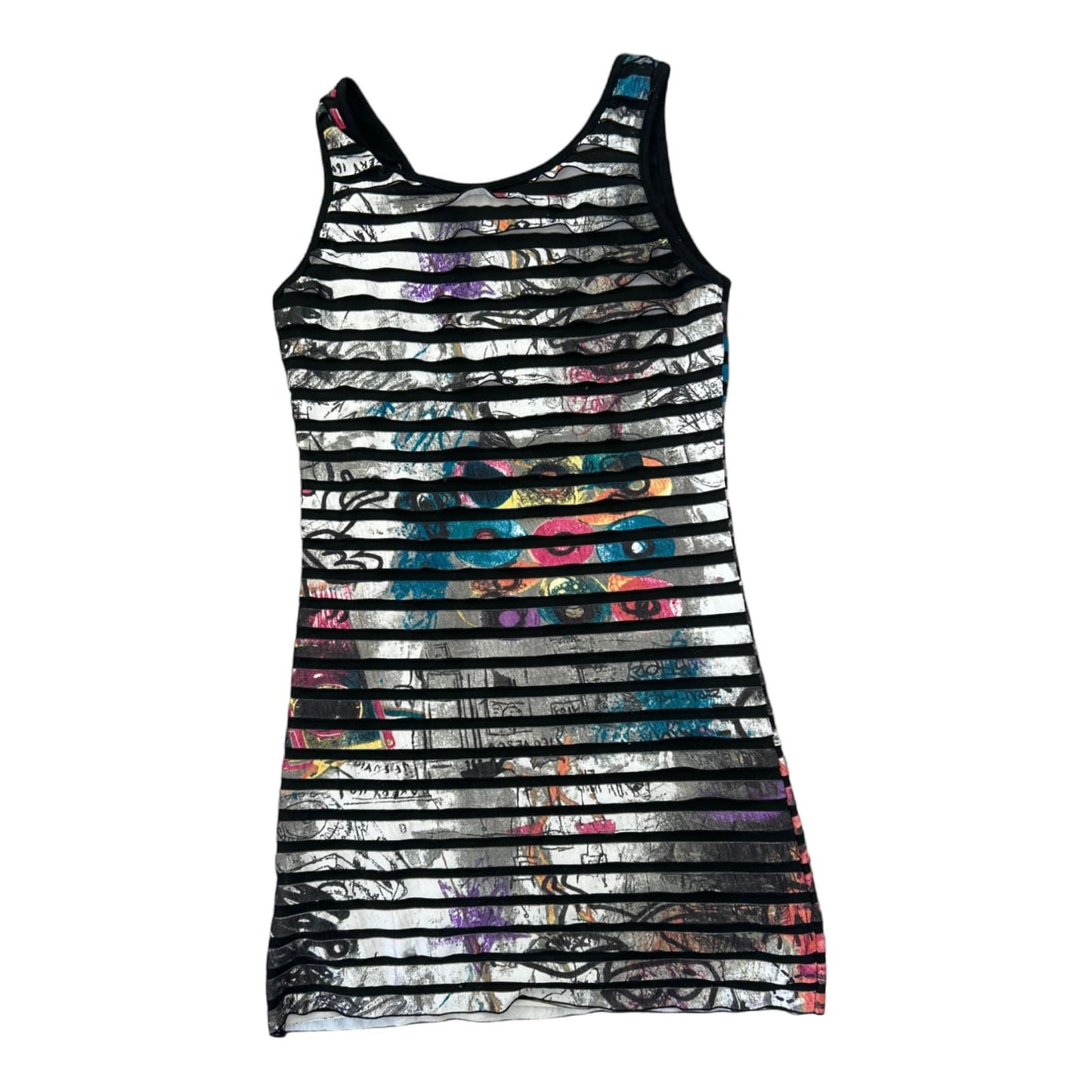 Chick Booti Kleid Damen Dress Damenkleid Gr. 36 Print Cut Out Stretch Sommerkleid
