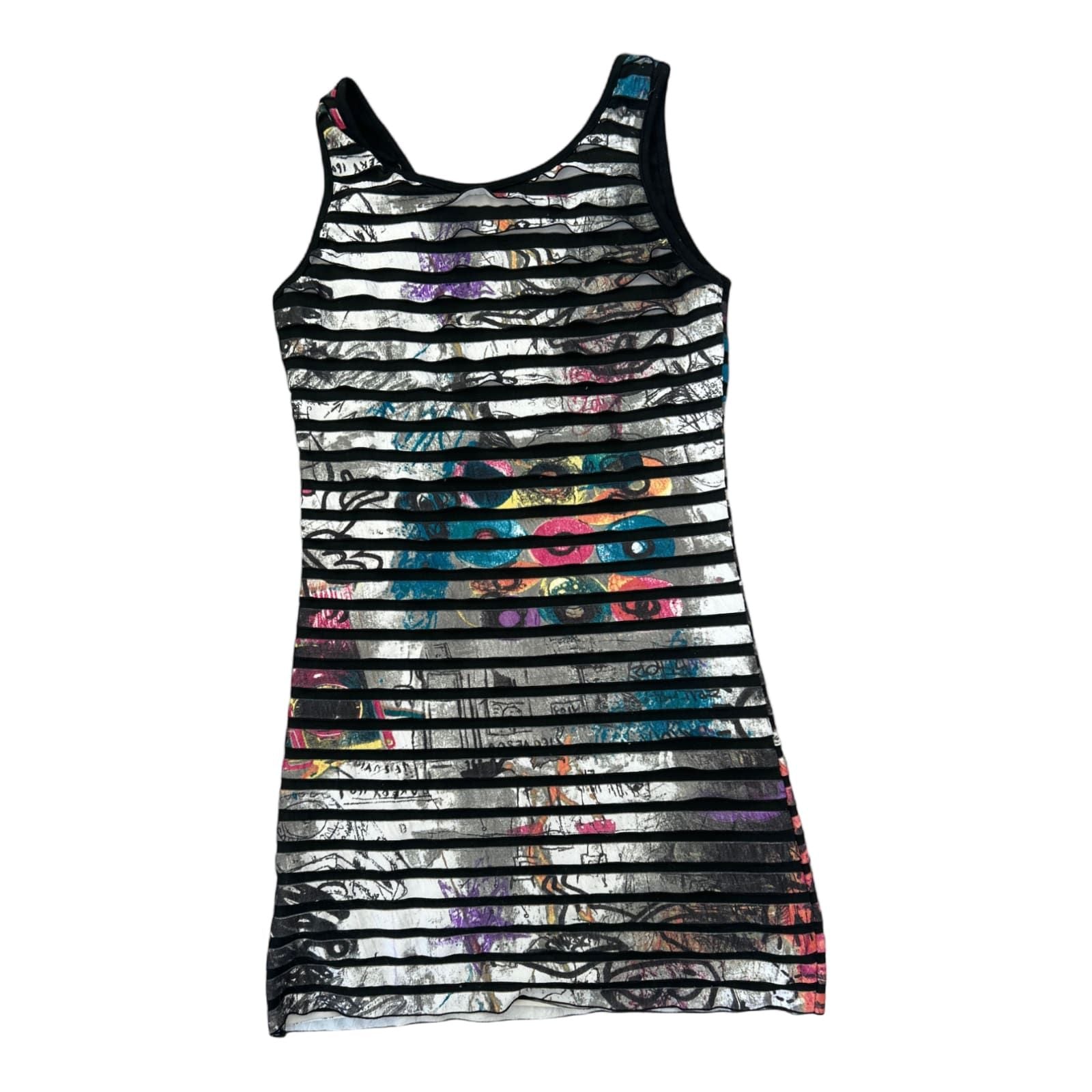 Chick Booti Kleid Damen Dress Damenkleid Gr. 36 Print Cut Out Stretch Sommerkleid